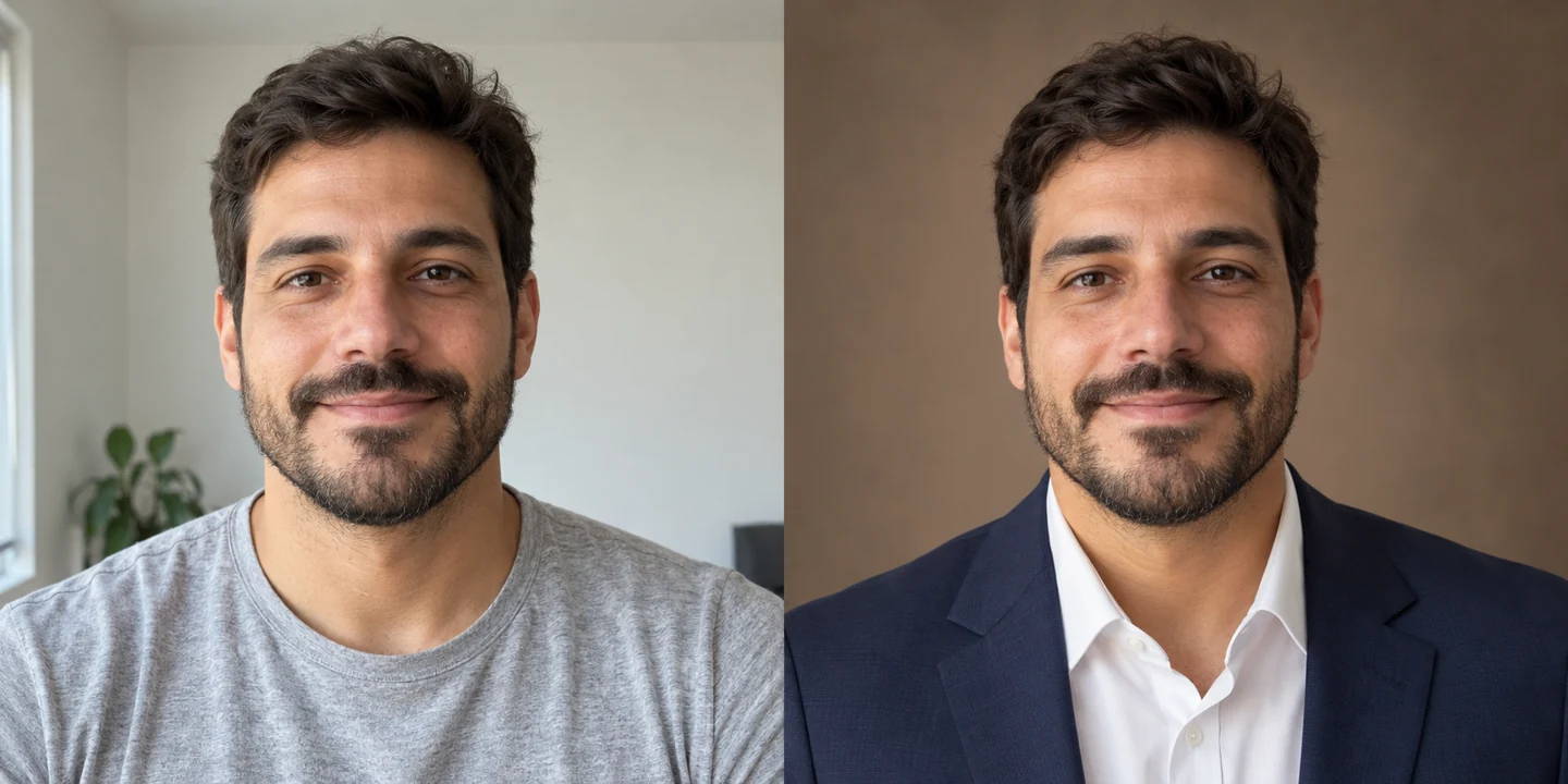 Depois: exemplo de retrato masculino profissional com blazer